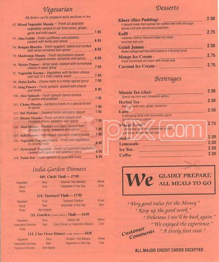 India Garden - Tacoma, WA menu_pic