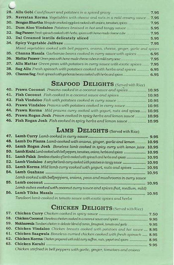 India Palace Restaurant - San Francisco, CA menu_pic