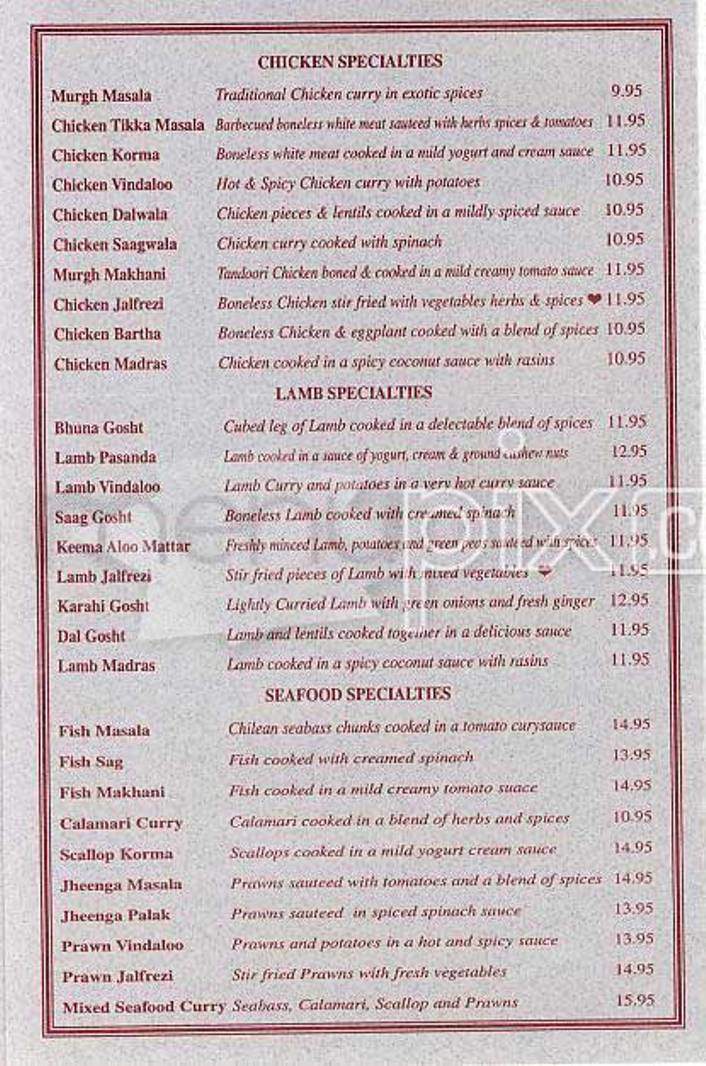Indian Oven - San Francisco, CA menu_pic