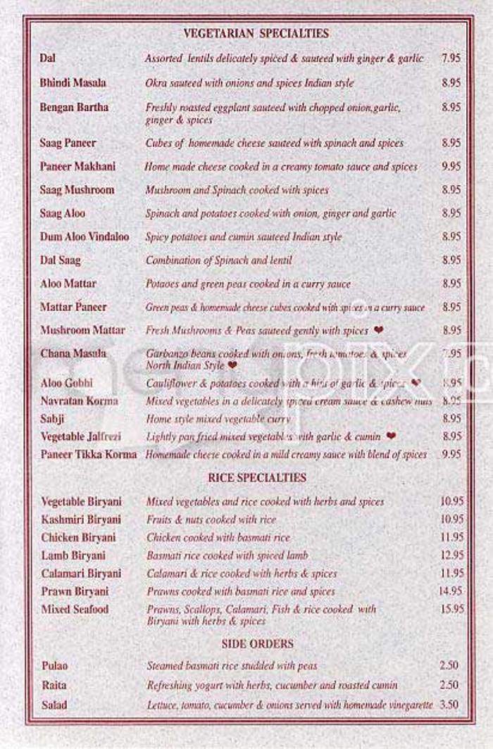 Indian Oven - San Francisco, CA menu_pic
