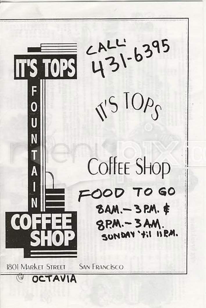 It's Top's Coffee Shop - San Francisco, CA menu_pic