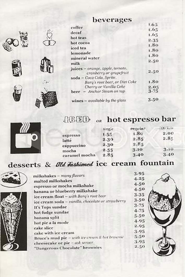 It's Top's Coffee Shop - San Francisco, CA menu_pic