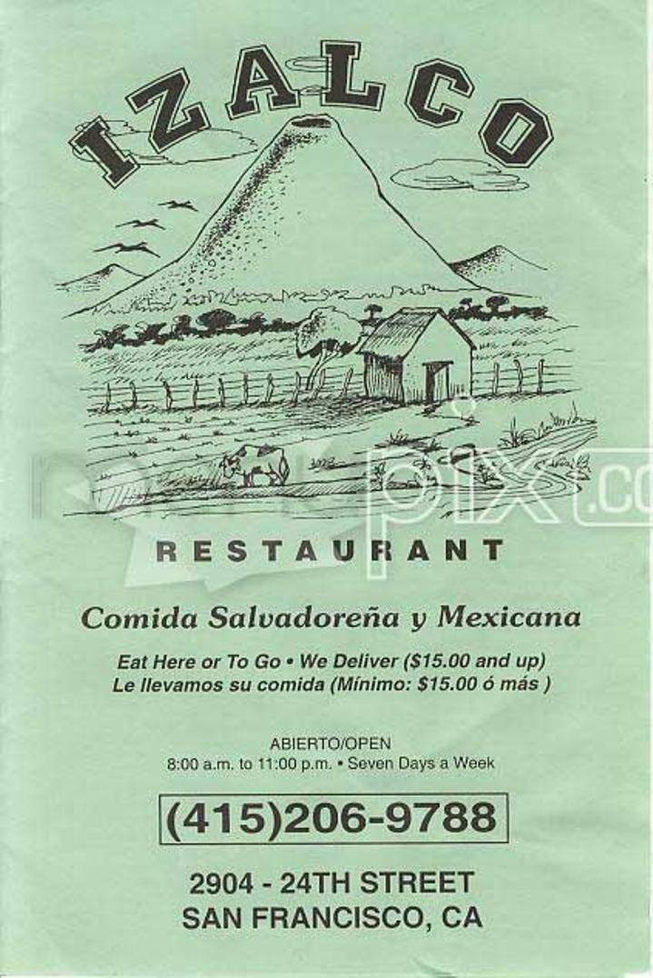 Izalco Restaurant - San Francisco, CA menu_pic