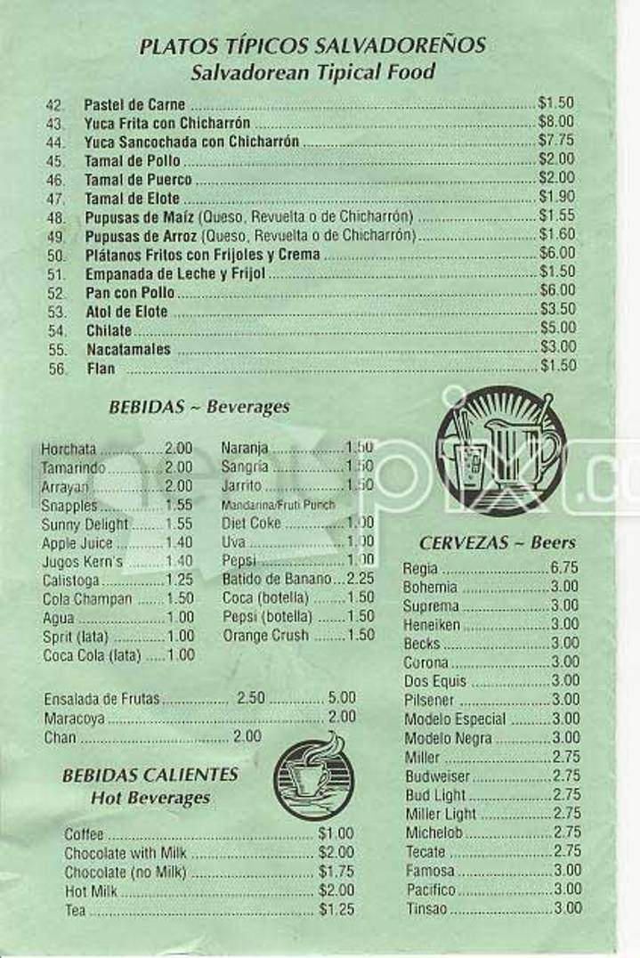 Izalco Restaurant - San Francisco, CA menu_pic