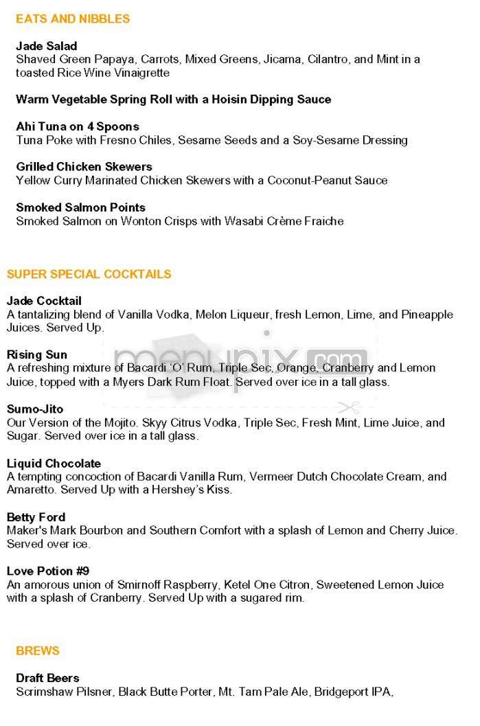 Jade Bar - San Francisco, CA menu_pic