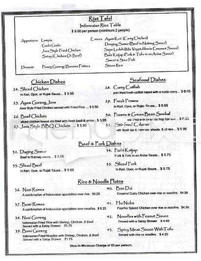 Java Restaurant - San Francisco, CA menu_pic