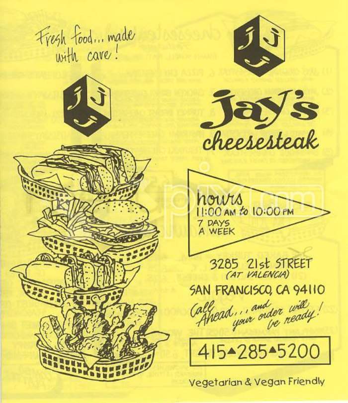 Jay's Cheesesteak - San Francisco, CA menu_pic