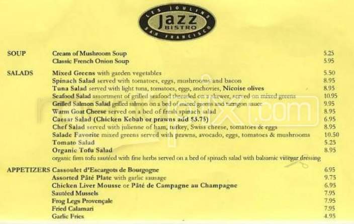 Les Joulins Jazz Bistro - San Francisco, CA menu_pic