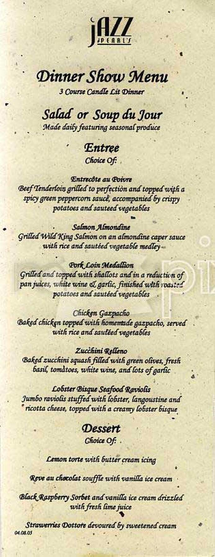 Jazz at Pearls - San Francisco, CA menu_pic