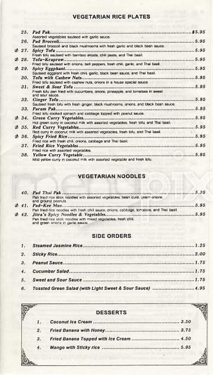 Jitra Thai Cuisine - San Francisco, CA menu_pic