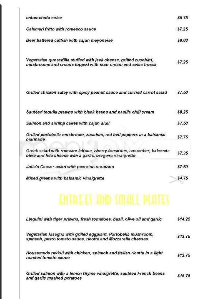 Julie's Supper Club - San Francisco, CA menu_pic