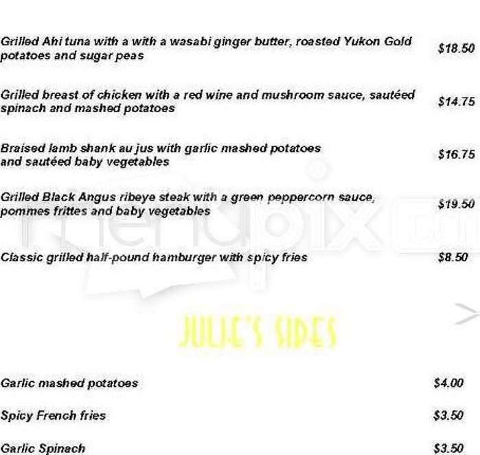 Julie's Supper Club - San Francisco, CA menu_pic