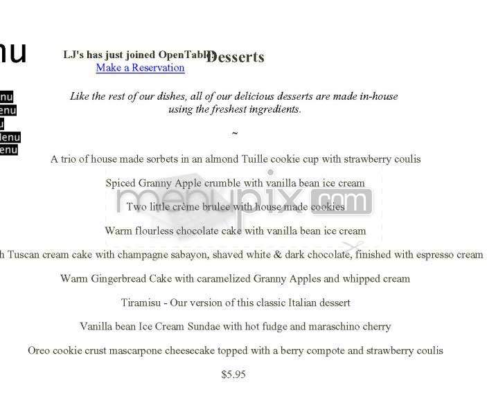 LJ's Martini Club & Grill - San Francisco, CA menu_pic