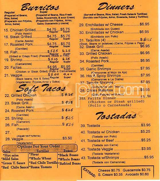 La Casona Grill - San Francisco, CA menu_pic