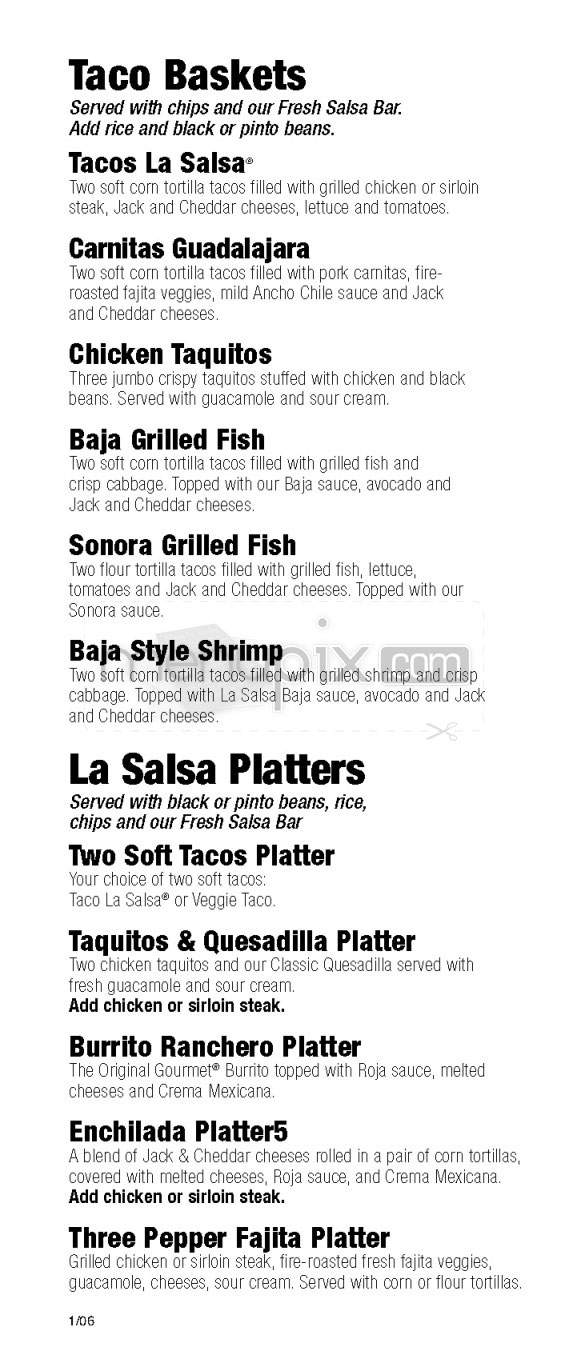 La Salsa Mexican Grill - San Francisco, CA menu_pic