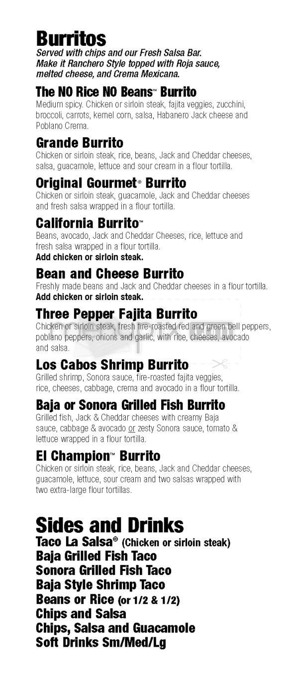 La Salsa Mexican Grill - San Francisco, CA menu_pic