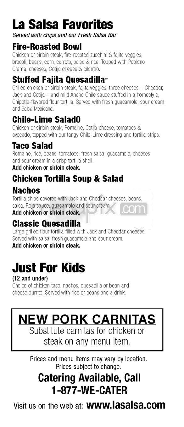 La Salsa Mexican Grill - San Francisco, CA menu_pic