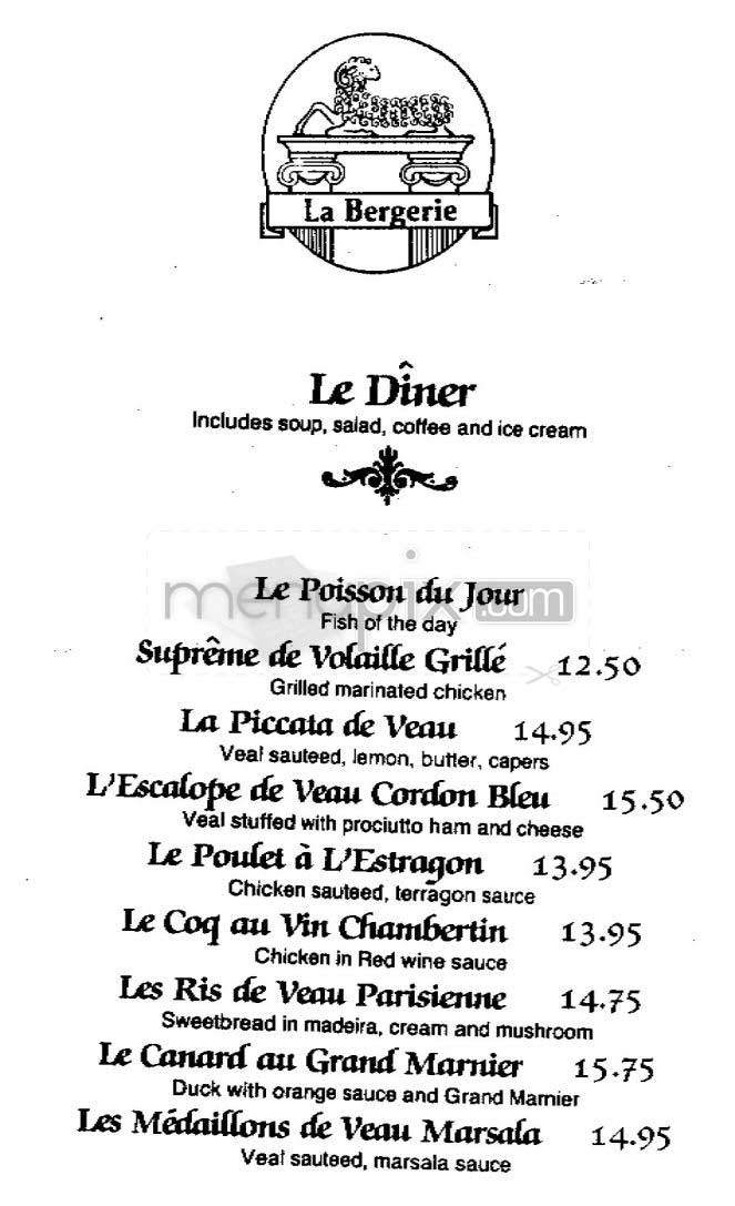 La Bergerie - San Francisco, CA menu_pic