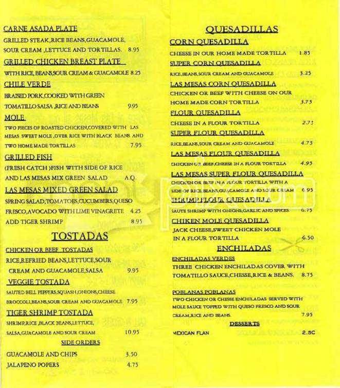 Las Mesas - San Francisco, CA menu_pic