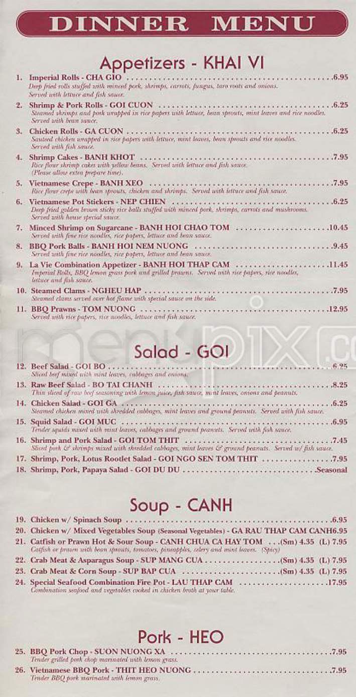LaVie - San Francisco, CA menu_pic