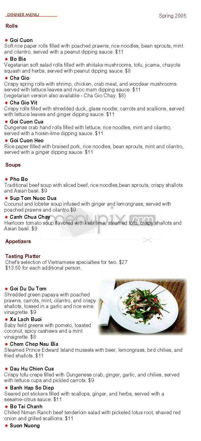Le Colonial - San Francisco, CA menu_pic