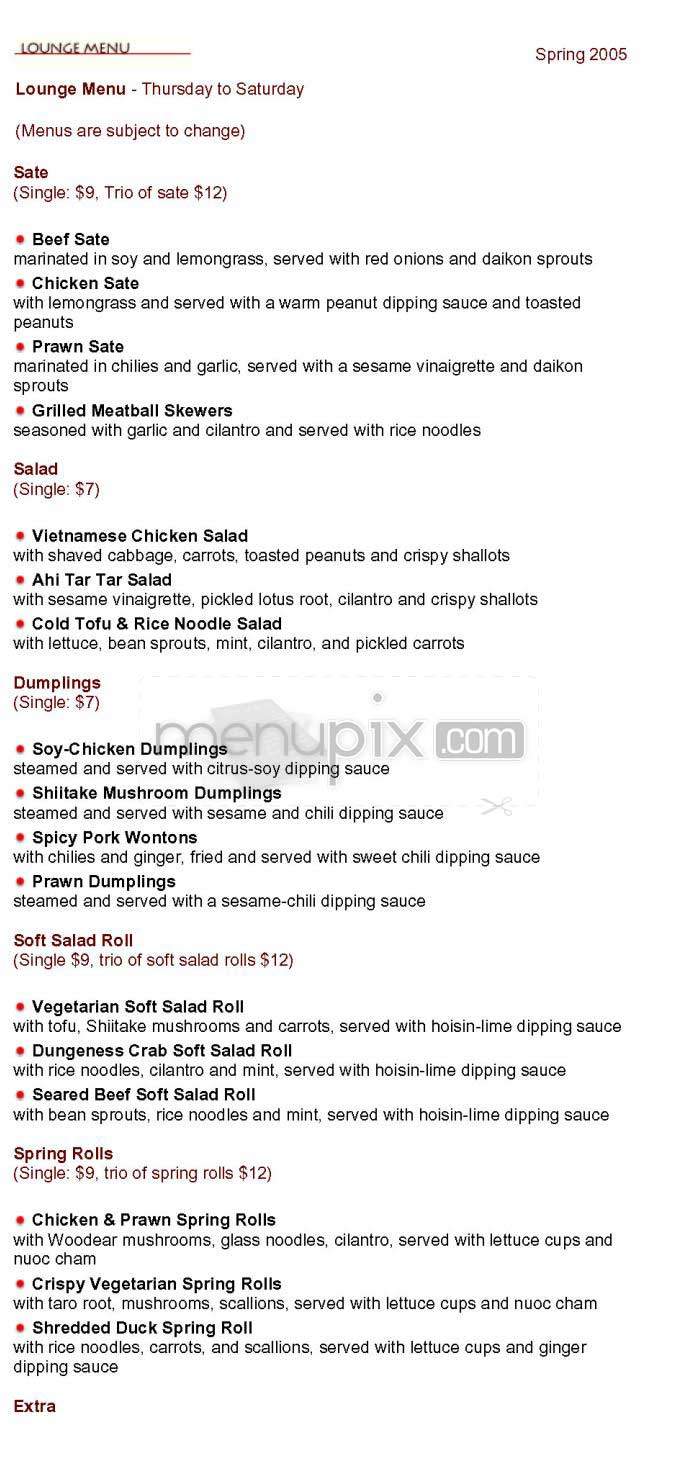 Le Colonial - San Francisco, CA menu_pic