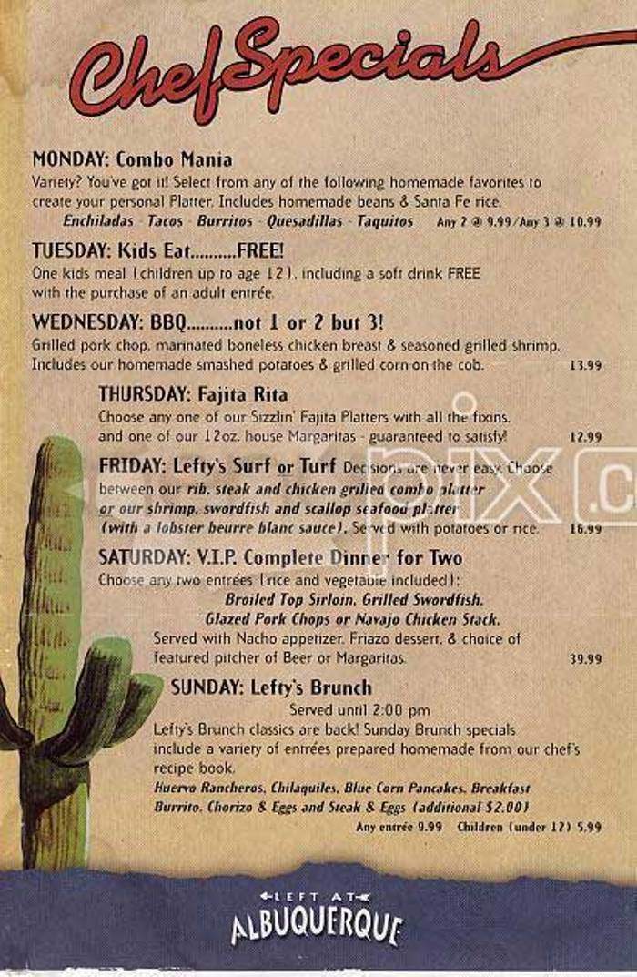 Left At Albuquerque - San Francisco, CA menu_pic