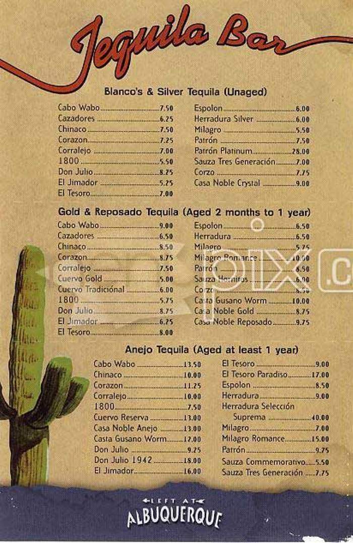 Left At Albuquerque - San Francisco, CA menu_pic