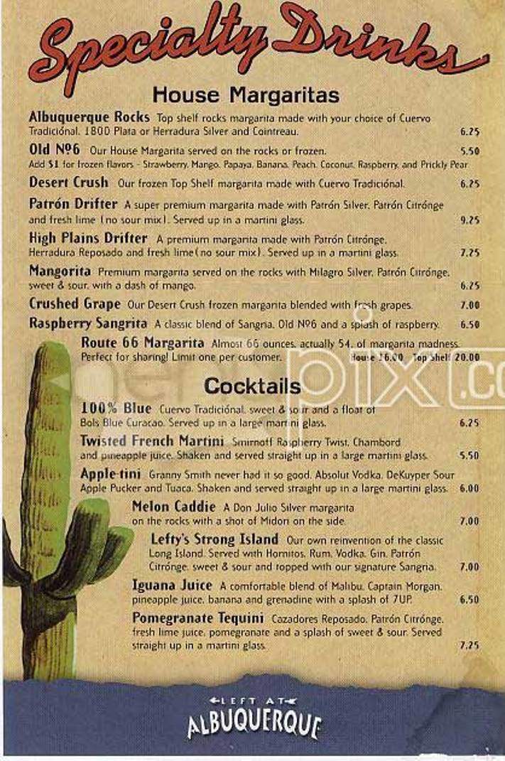 Left At Albuquerque - San Francisco, CA menu_pic
