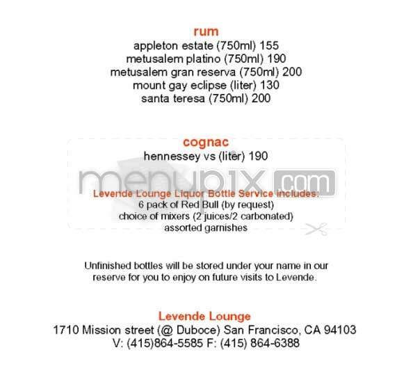 Levende - San Francisco, CA menu_pic