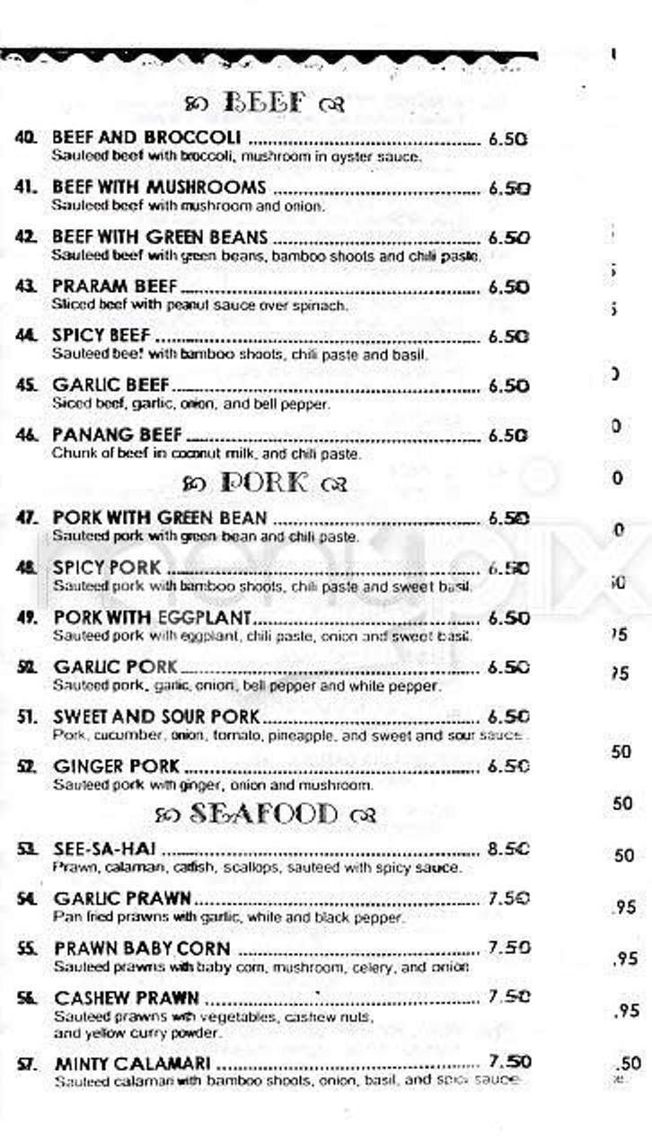 Little Bangkok - Rutland, VT menu_pic