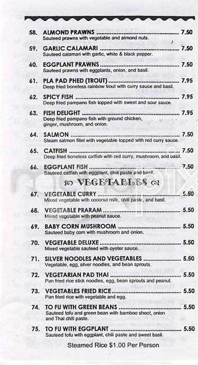 Little Bangkok - Rutland, VT menu_pic