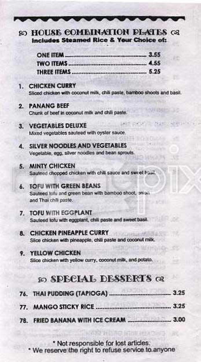 Little Bangkok - Rutland, VT menu_pic