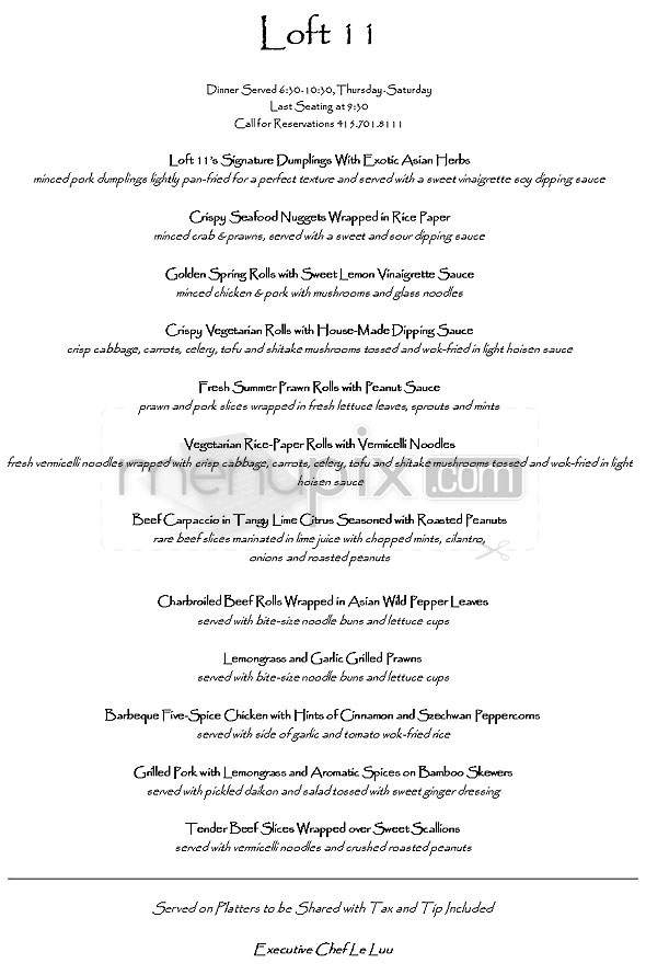 Loft 11 - San Francisco, CA menu_pic