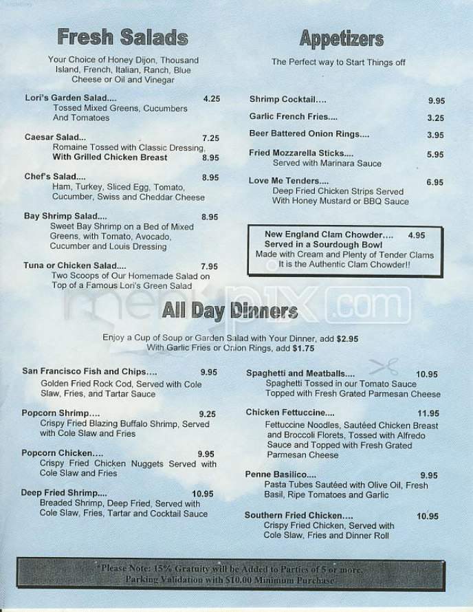 Lori's Diner - San Francisco, CA menu_pic