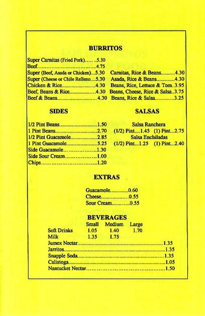 Los Hermanos Mexican Food - San Francisco, CA menu_pic