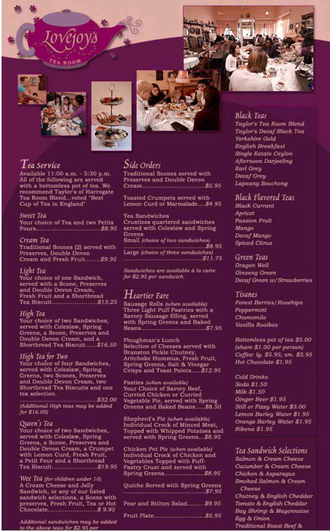 Lovejoy's Tea Room - San Francisco, CA menu_pic