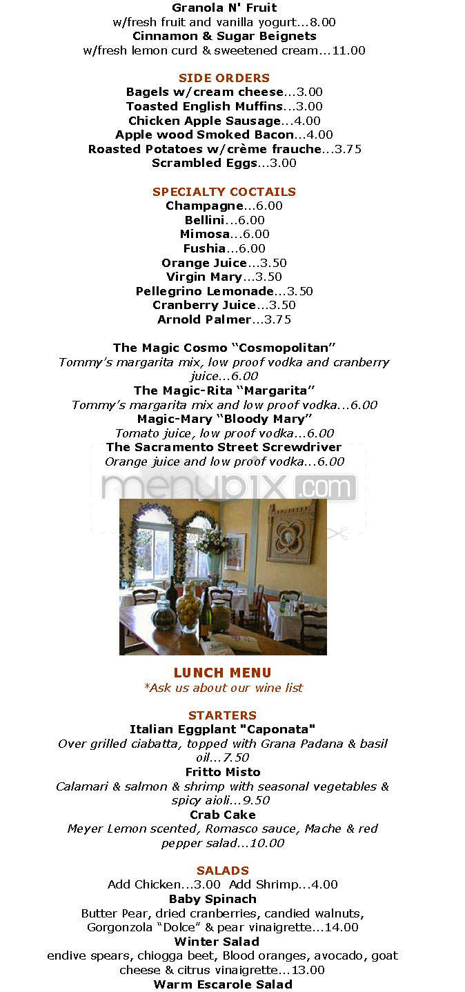 Magic Flute Ristorante - San Francisco, CA menu_pic