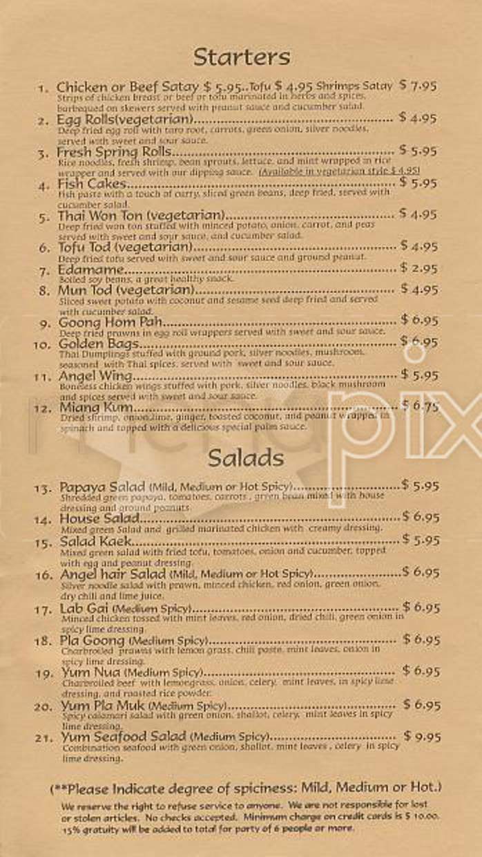 Mai Thai - Brooklyn, NY menu_pic