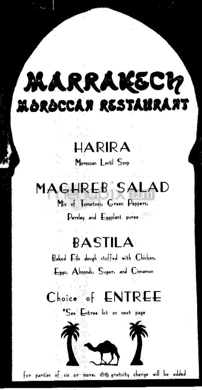 Marrakech - San Francisco, CA menu_pic