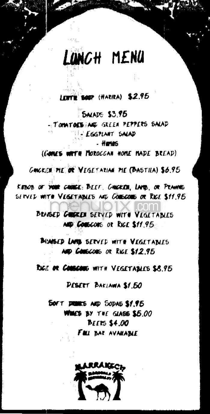 Marrakech - San Francisco, CA menu_pic