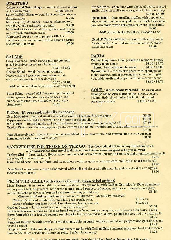 Mars Bar & Restaurant - San Francisco, CA menu_pic