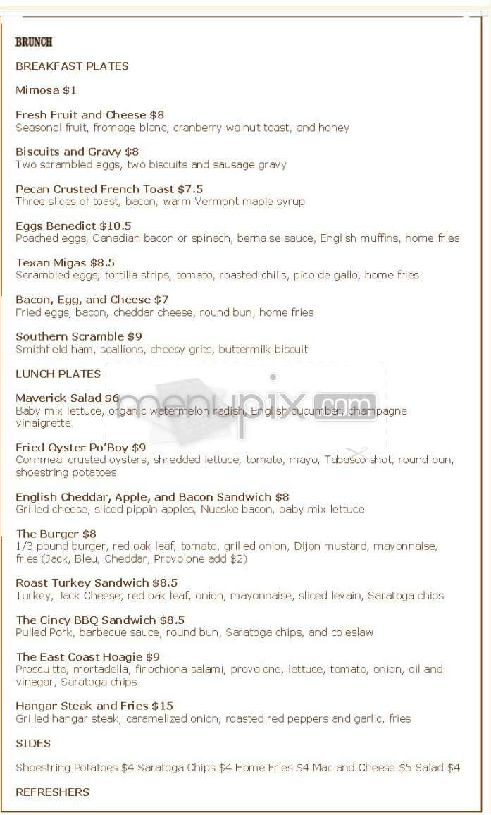 Maverick - San Francisco, CA menu_pic