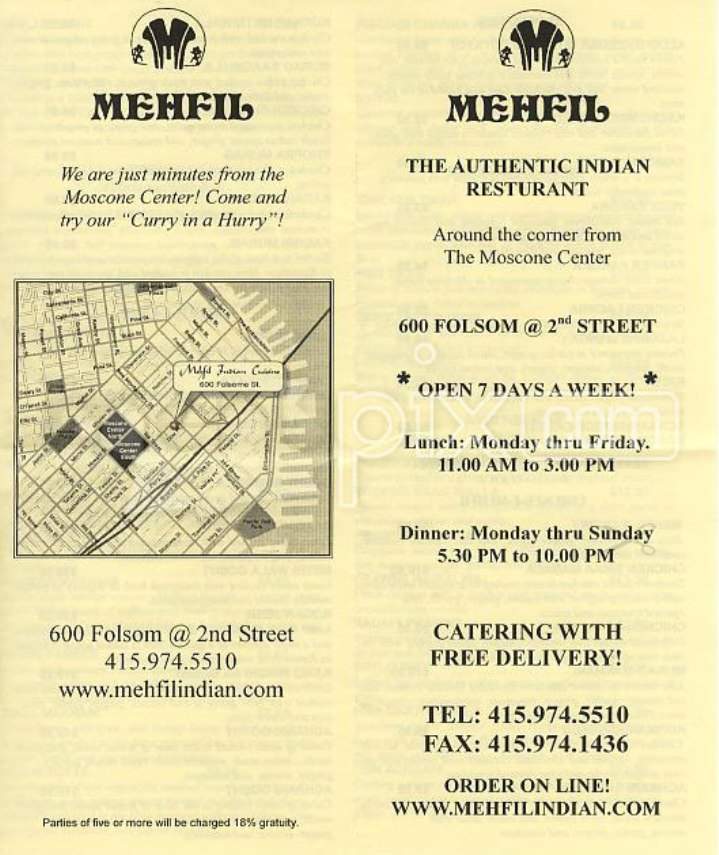 Mehfil - San Francisco, CA menu_pic