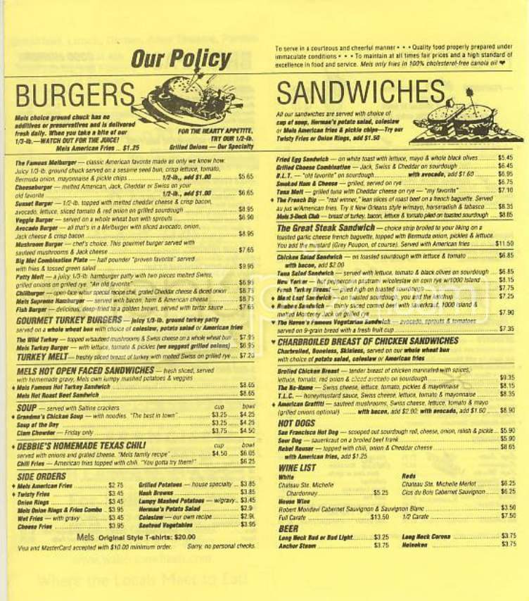 Mel's Drive In - San Francisco, CA menu_pic