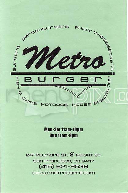 Metro Burger Caffe - San Francisco, CA menu_pic