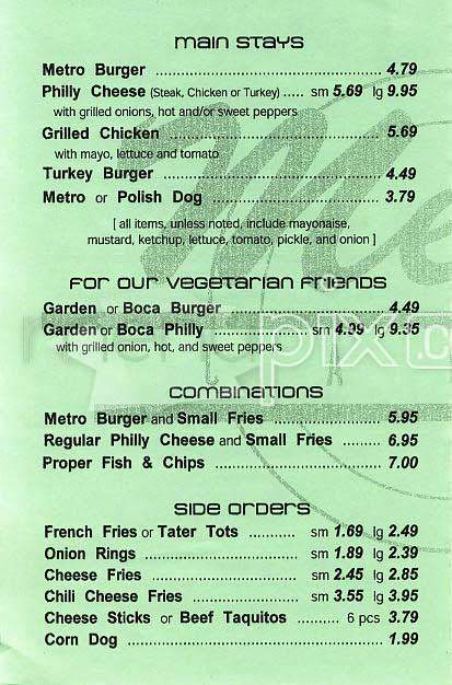 Metro Burger Caffe - San Francisco, CA menu_pic