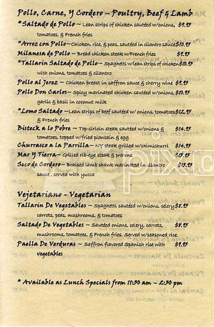 Mi Lindo Peru - San Francisco, CA menu_pic