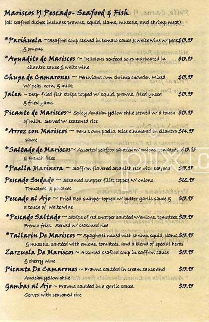 Mi Lindo Peru - San Francisco, CA menu_pic