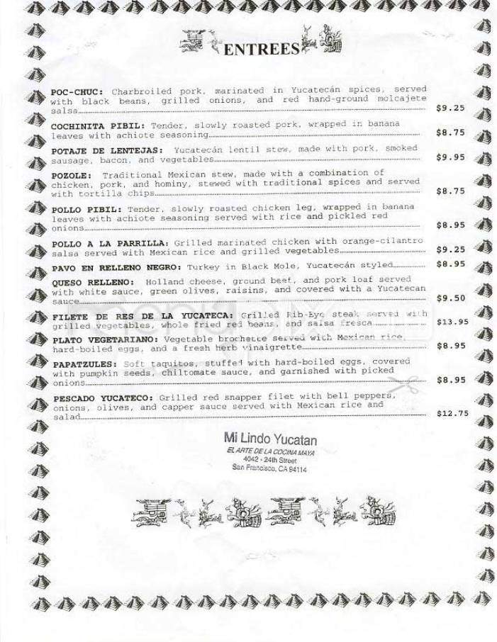 Mi Lindo Yucatan 24th - San Francisco, CA menu_pic